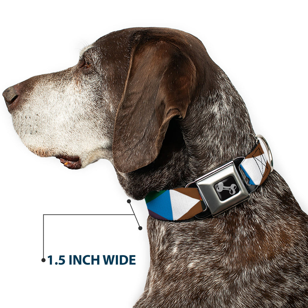 Dog Bone Seatbelt Buckle Collar - Geometric Triangle Blocks Multi Color