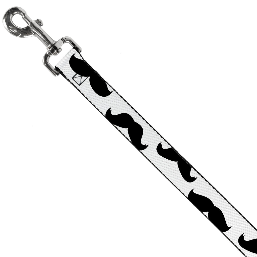 Dog Leash - Mustaches White/Black