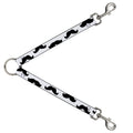 Dog Leash Splitter - Mustaches White/Black