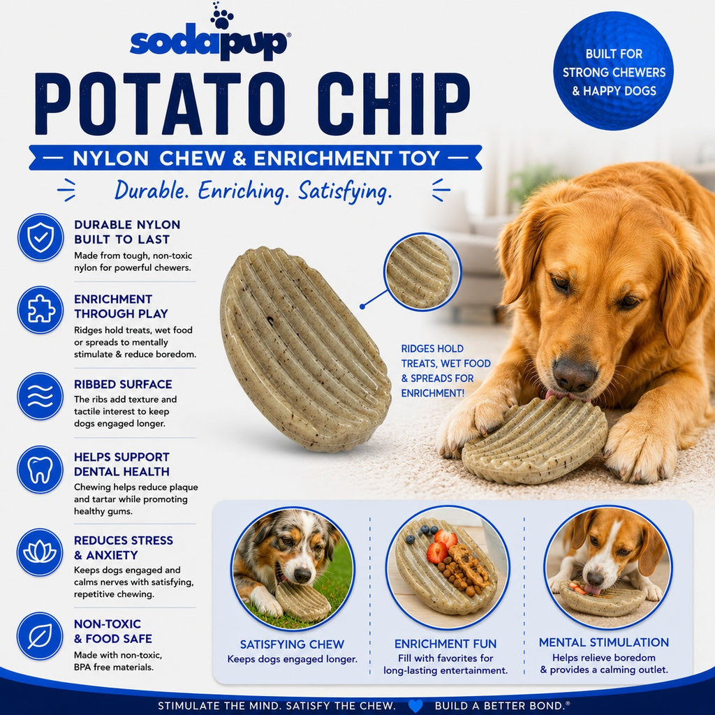 Potato Chip Nylon Chew & Enrichment Toy | 2-in-1 for Aggressive Chewers | SodaPup