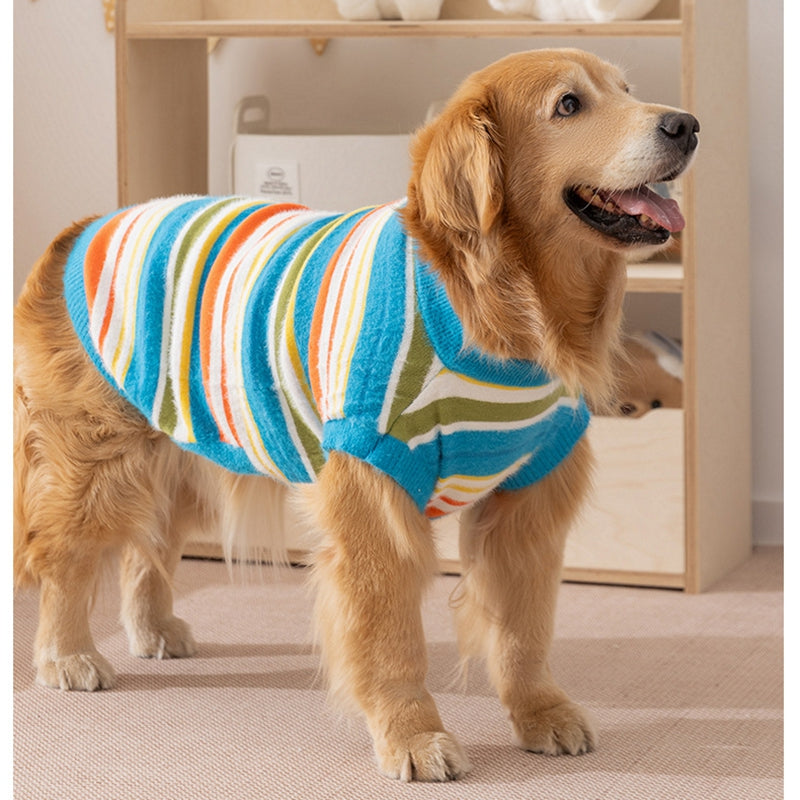 New Dog Clothes For Autumn And Winter Simple And Versatile Striped Sweater Sleeveless Golden Retriever Pet Clothes