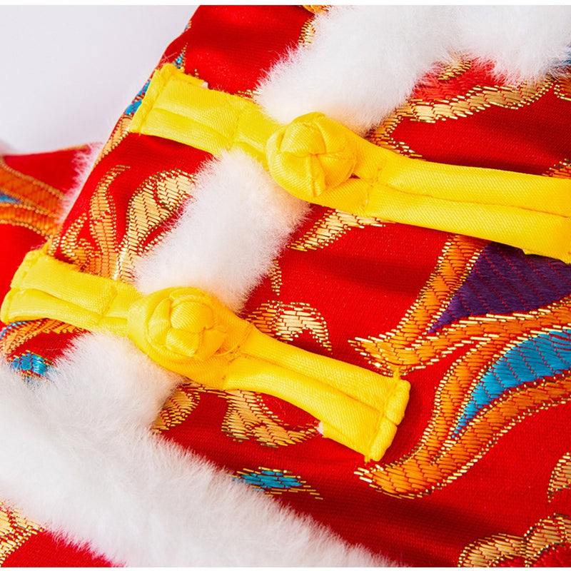 Autumn And Winter Xiangyun Jinlong Dog New Year Four-legged Cotton Coat, Tang Suit, Warm And Thick Pet New Year Dog Clothes