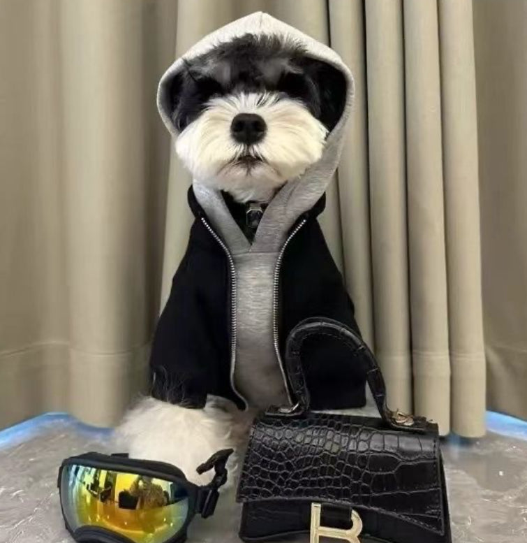 Dog Clothes Fake Two-Piece AutumnWinter Warmth Schnauzer Bichon Teddy Shiba Inu Westie Pet Hooded Sweatshirt
