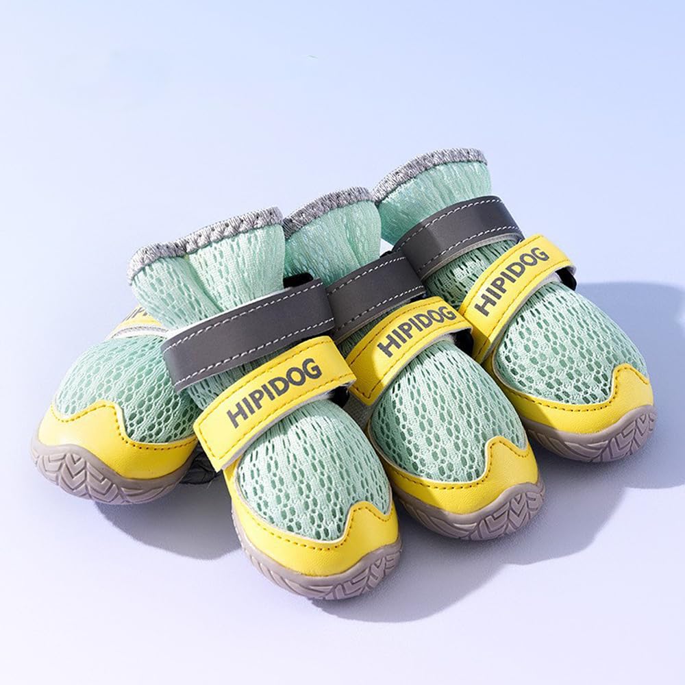 4PCS Dog Shoes For Large Small Medium Dogs,Dog Boots With Reflective Rugged Anti-Slip Sole And Skid-Proof,Breathable Dog Boots For Summer, Paw Protector For Outdoor Walking