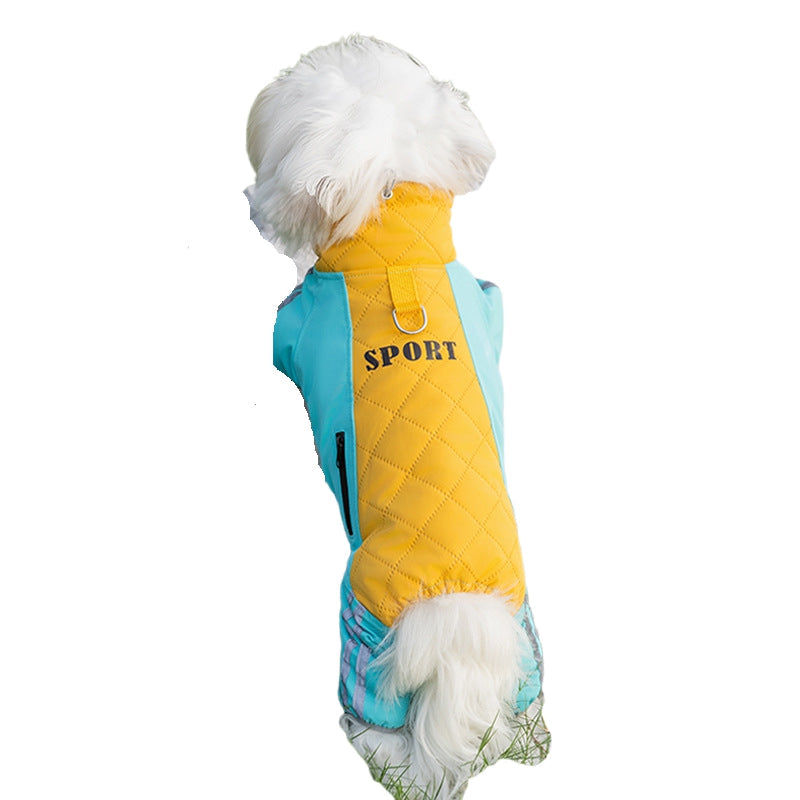 Autumn And Winter Dog Clothing Small And Medium Sized Dog West Highland Bichon Frise Down Jacket With Fleece For Warmth, Pet Four Legged Cotton Jacket
