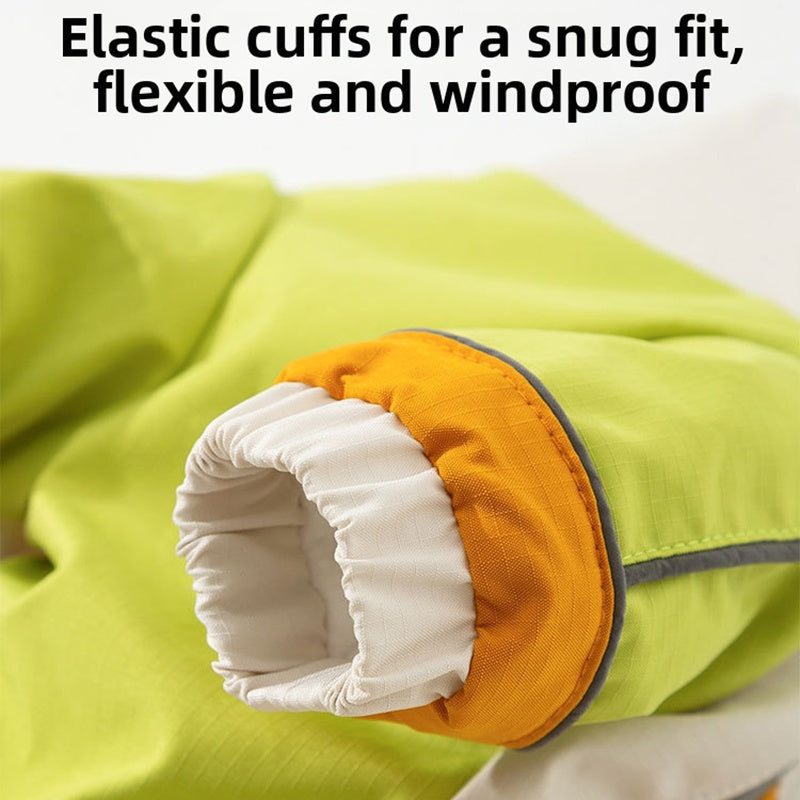 Reflective Color Block Dog Jumpsuit, Waterproof Four-legged Pet Outdoor Coat, Adjustable Design Small Dog Fleece Down Jacket