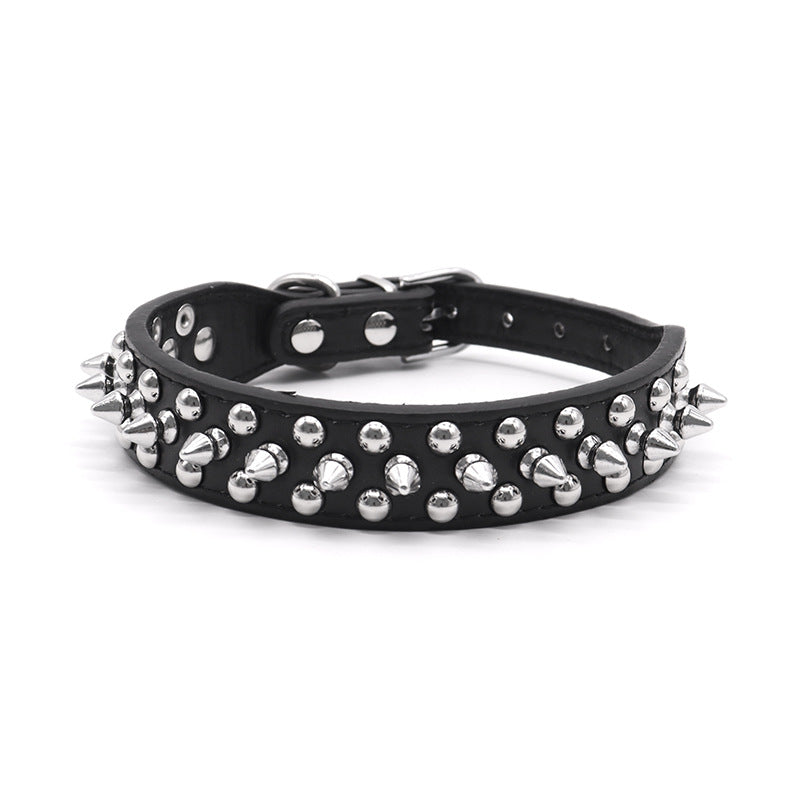 Small Spiked Black Dog Cat Collar For Small Medium Dogs Boy Male - Adjustable Studded Puppy Collars - Soft Padded Punk Leather Dog Collar For Chihuahua French Bulldog Pug