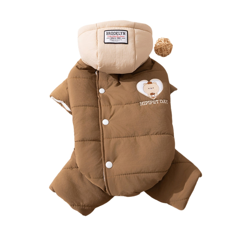 Autumn And Winter Corgi Dog Clothes With Removable Caps, Thick And Warm Four-legged Cotton Clothes, Medium-sized Dog Pet Clothing