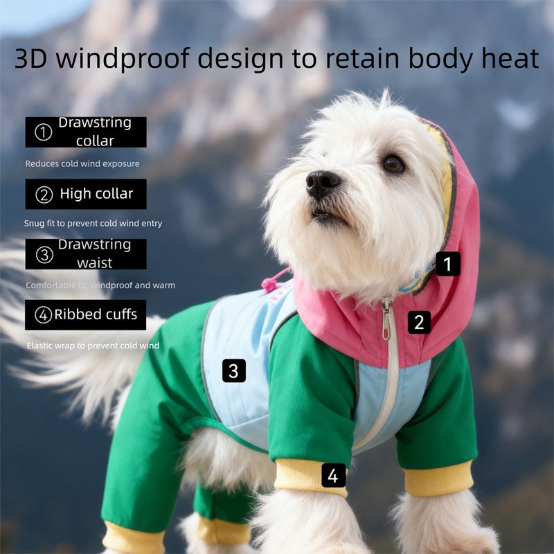 Waterproof 4-Leg Dog Jumpsuit With Hood, New Release Pet Outdoor Raincoat For Hiking & Travel