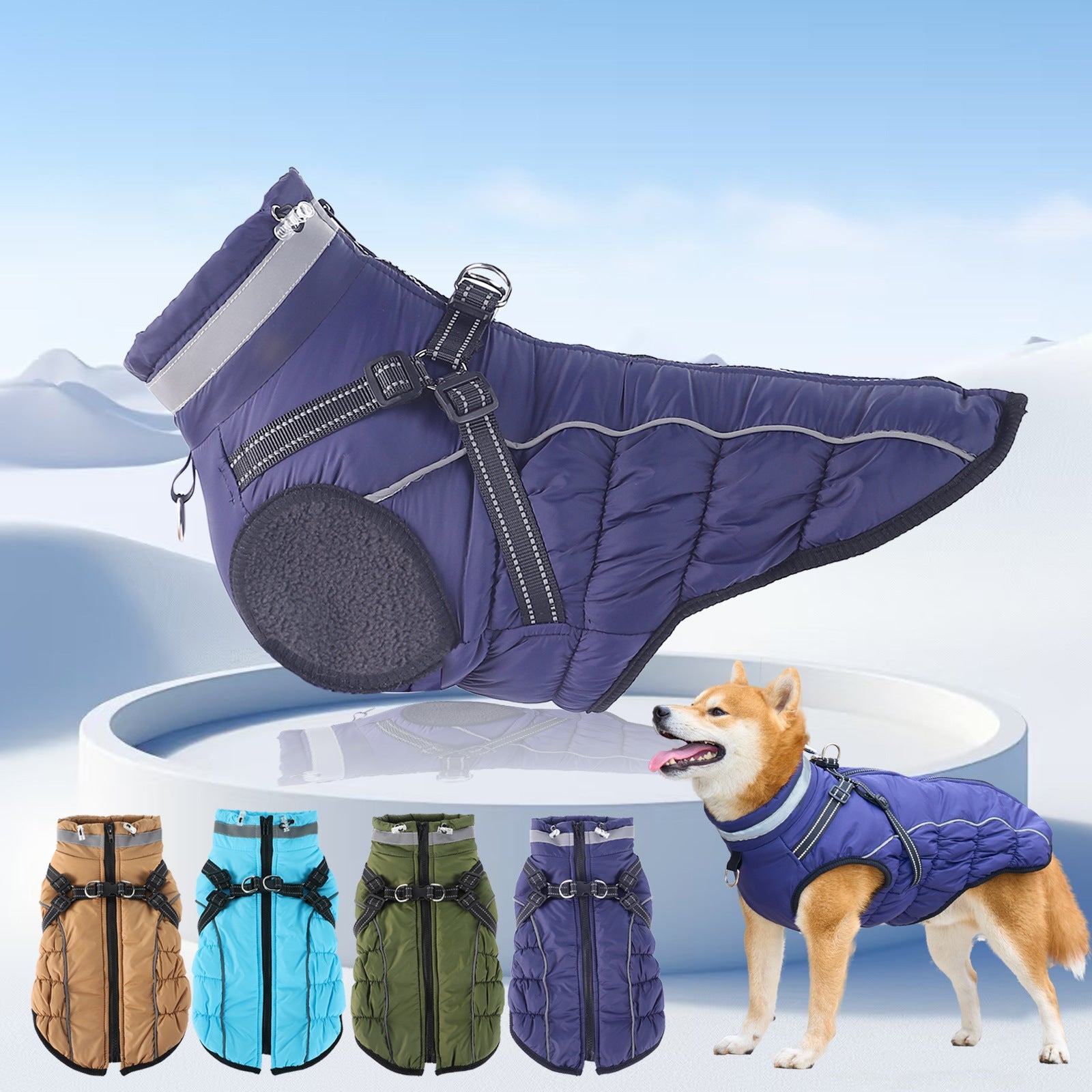Warm Reflective Traction Coat Plus Fleece Waterproof Jacket