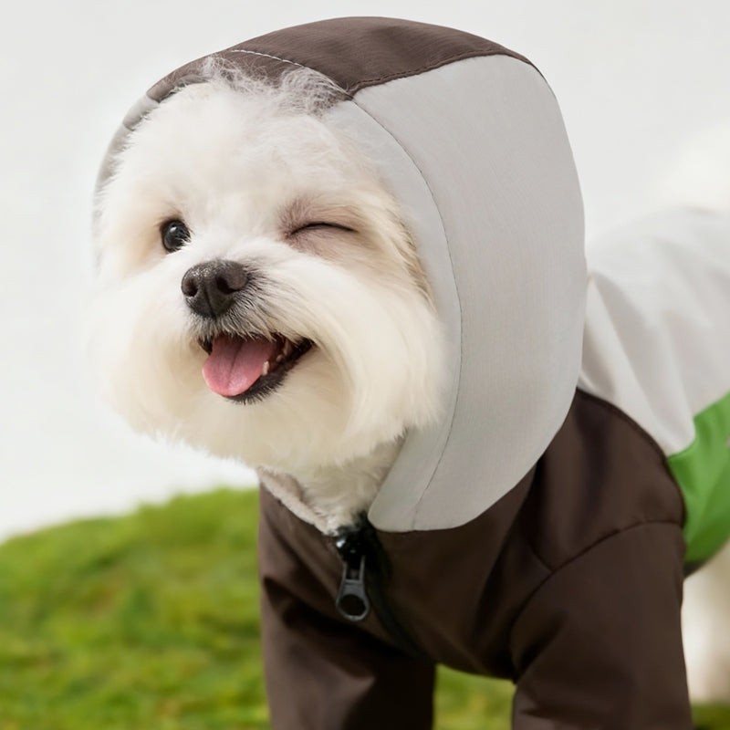 Waterproof Dog Outdoor Jacket With Hood & Multiple Pockets, Reflective Pet Hiking Coat With Leash Ring