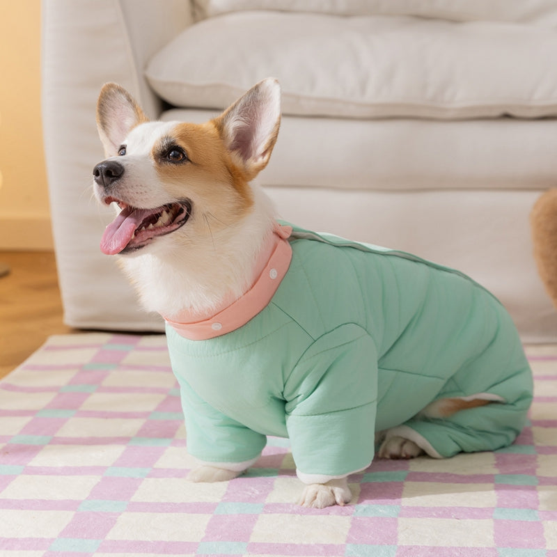 Autumn And Winter Corgi Dog Clothes With Removable Caps, Thick And Warm Four-legged Cotton Clothes, Medium-sized Dog Pet Clothing