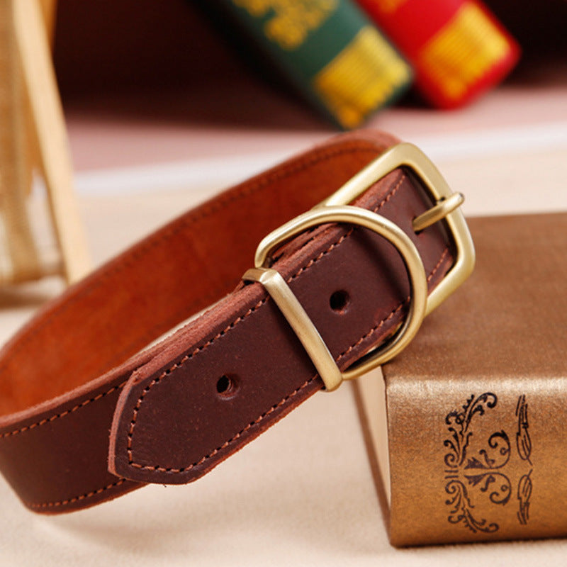 Small And Medium Sized Dog Cowhide Pet Collar