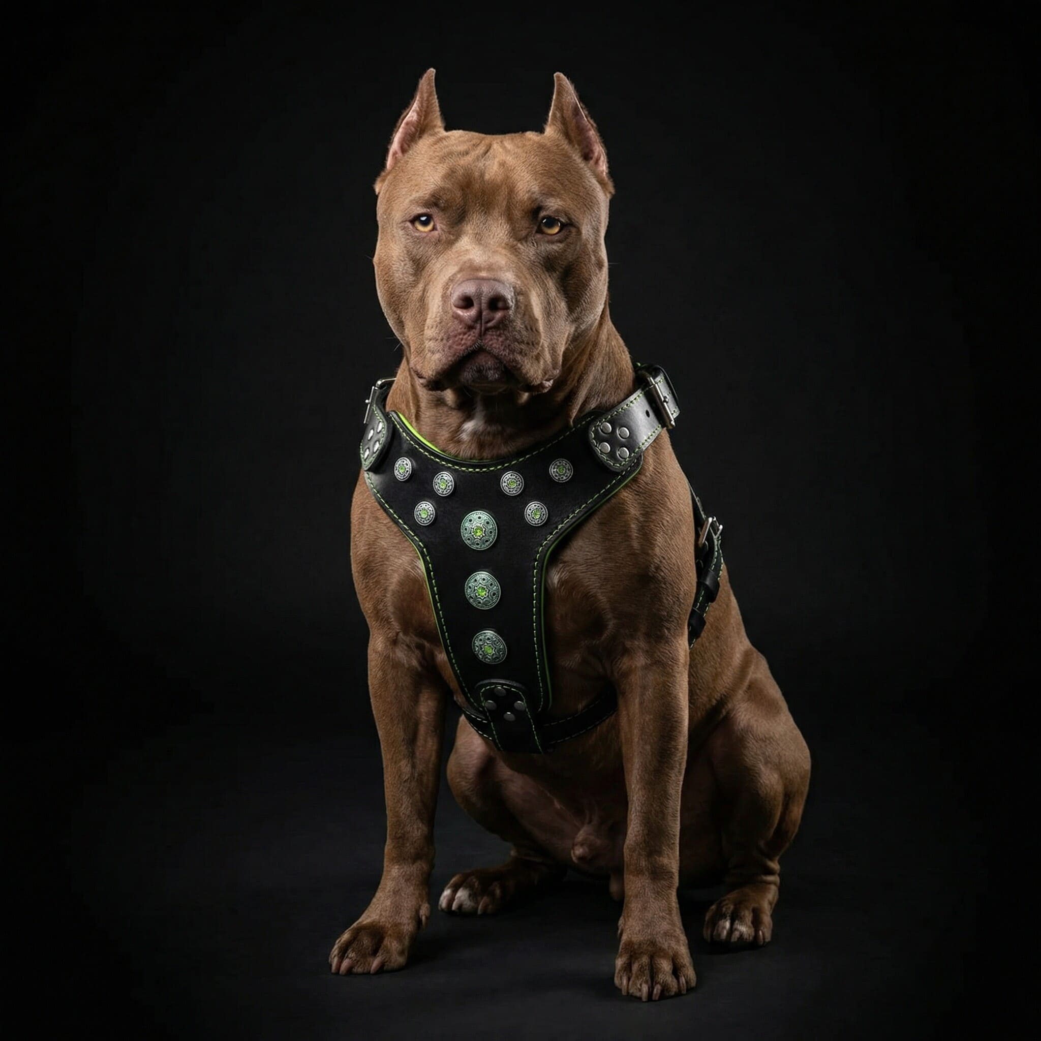 ''Bijou'' harness Black & Green for big dogs