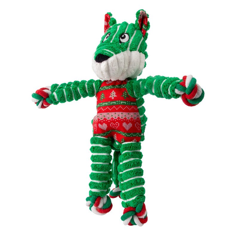 KONG Holiday Floppy Knots Fox Interactive Plush Dog Toy, Sm/Md