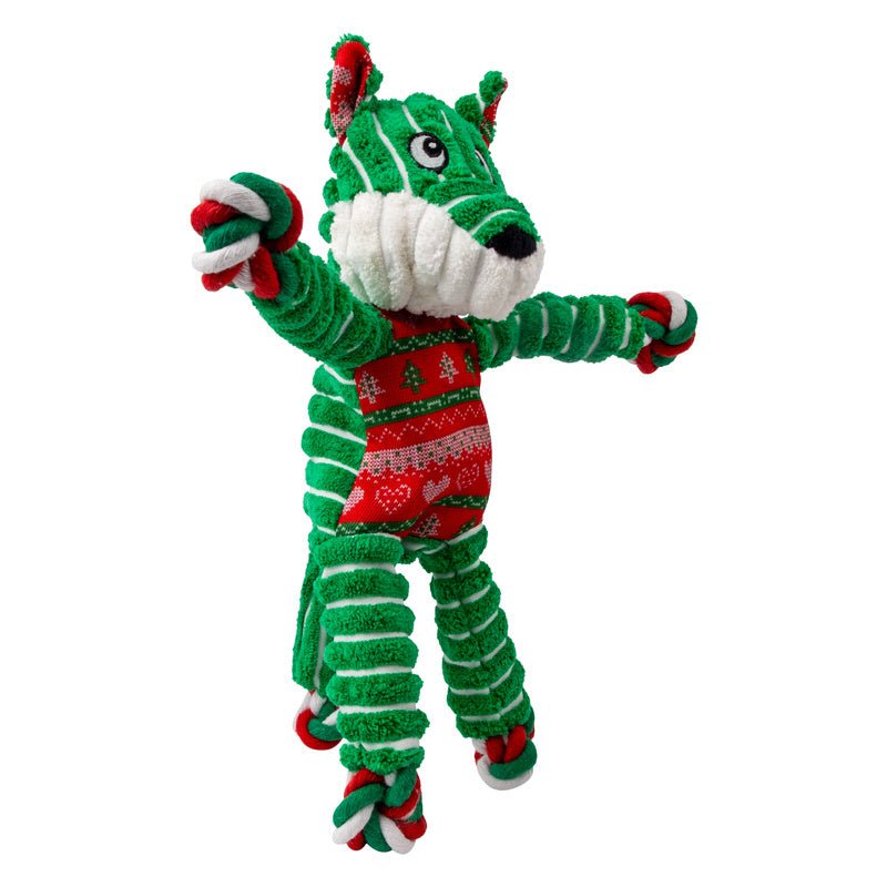KONG Holiday Floppy Knots Fox Interactive Plush Dog Toy, Sm/Md