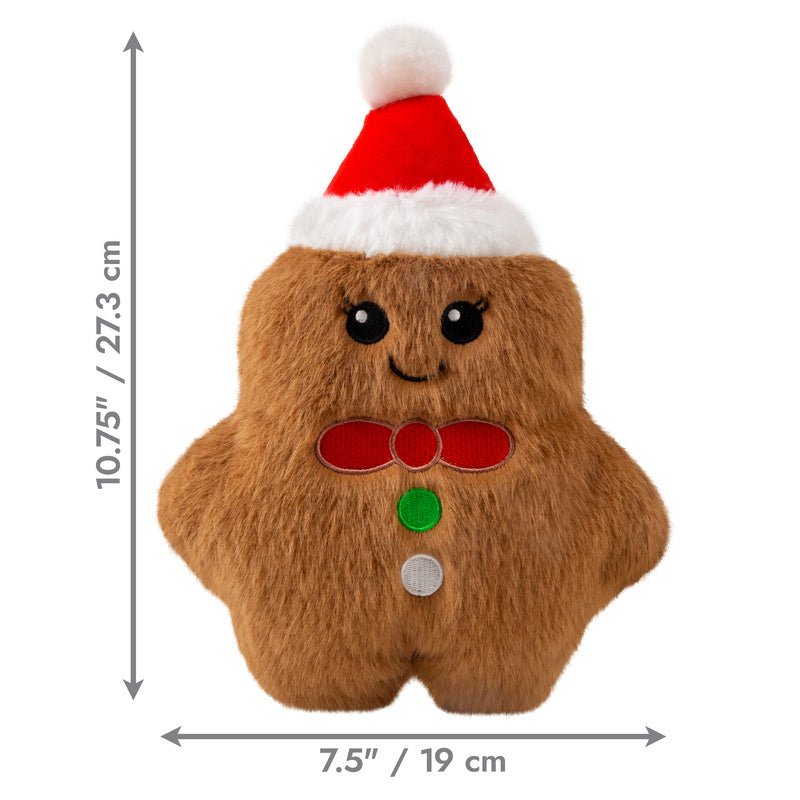 Kong Holiday Snuzzles Plush Gingerbread Dog Toy, Squeaks & Crinkles