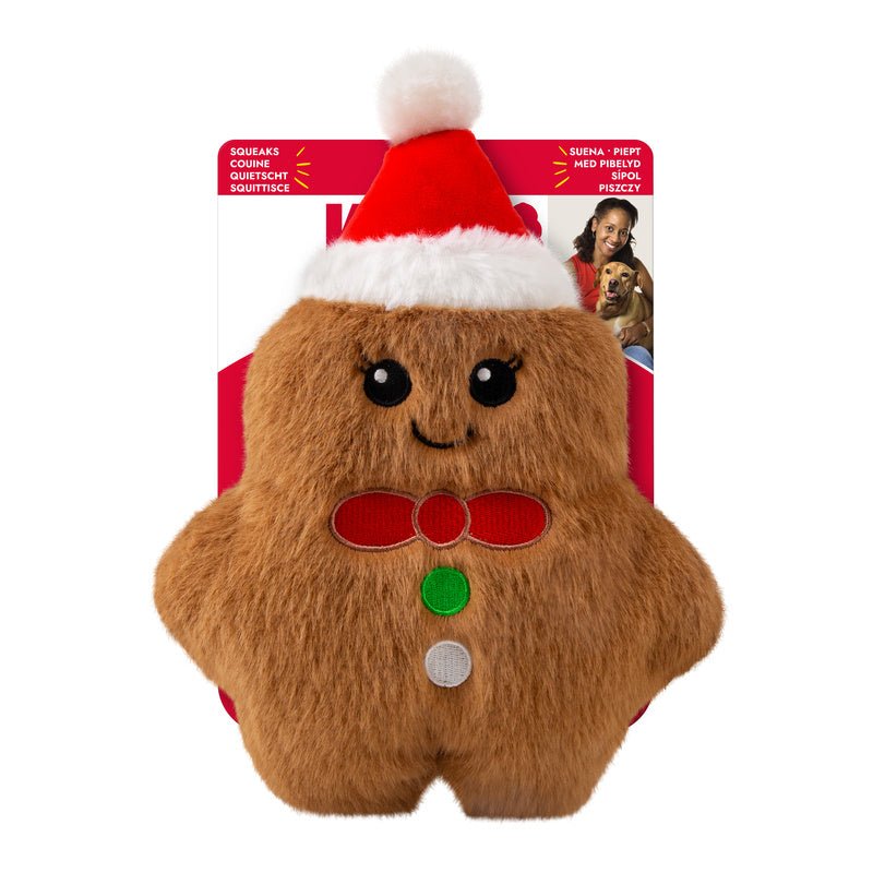 Kong Holiday Snuzzles Plush Gingerbread Dog Toy, Squeaks & Crinkles