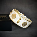 The "Maximus" collar 2 inch wide white & gold