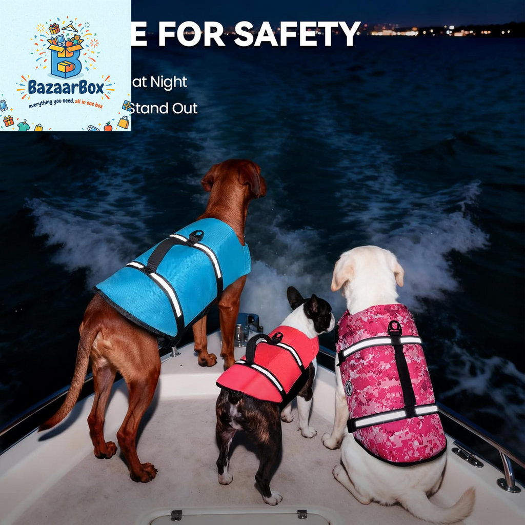 Rip Stop Dog Life Vest, Swimming Vest with Handle, Buoyancy for Doggy Puppy, Dog Life Jacket for Swimming & Boating, M, Blue